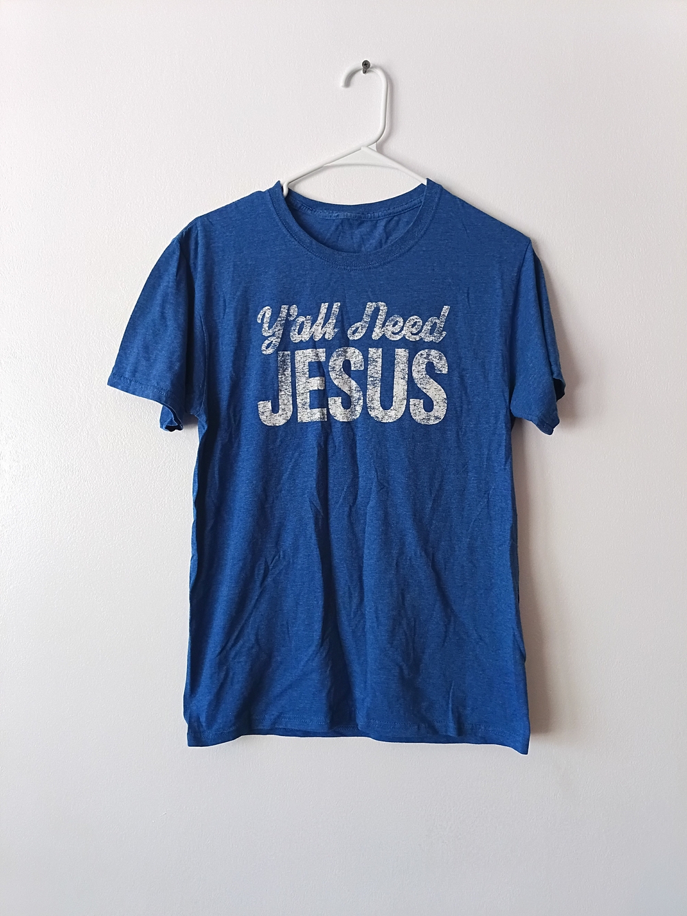 Blue Graphic Tee - "Y'all Need JESUS" Unisex Adult Size Small